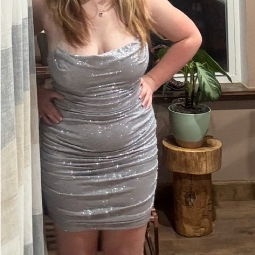 Silver Mini Dress with Shimmering Elegance